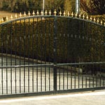 Automatic ornate entrance gate - fabricated, galvanised, powder coated and fitted on site