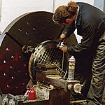 Large capacity turning of a heat exchanger end-cap 
being machined in the workshop