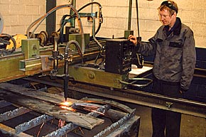 Mild steel profiling in Kelly Engineering workshop